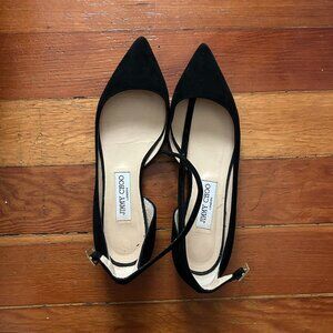 Jimmy Choo Flats Suede D'Orsay Size 39 in Black